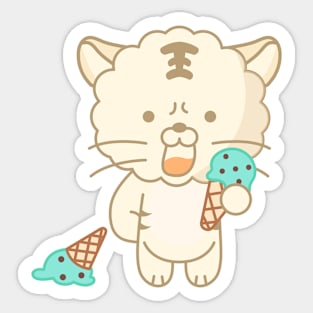 a tiger that dropped ice cream Sticker